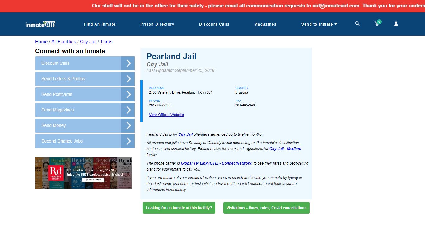 Pearland Jail | Inmate Locator