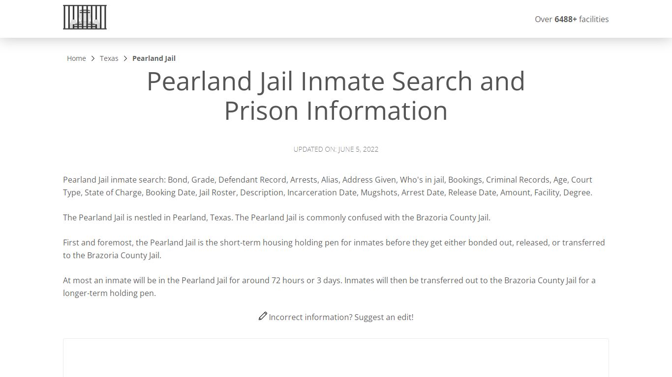 Pearland Jail Inmate Search, Visitation, Phone no ...