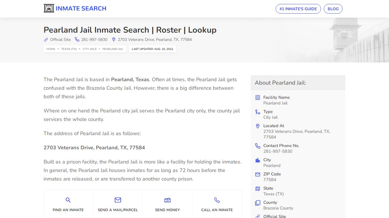 Pearland Jail Inmate Search | Roster | Lookup